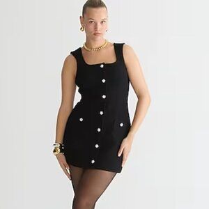 J Crew Sophia sleeveless dress with jewel buttons in black Size 8